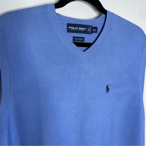 Polo Golf Ralph Lauren Vest Lightweight V-Neck Cotton Blue Men’s - Picture 2 of 5